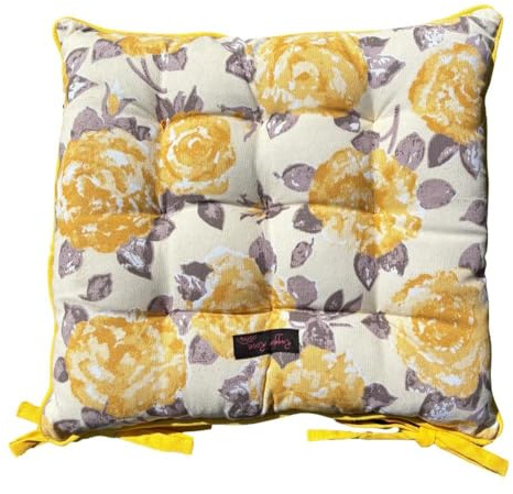 Paddy Floral Garden Chair Seat Pad (yellow rose)