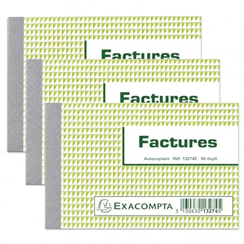 EXACOMPTA Lot de 3 Manifolds FACTURE 105 x 135 mm 50 Feuillets dupli