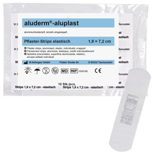 WETEC Aluderm®-aluderm-aluplast - Cerotto elastico per ferite, 2,5 x 7,2 cm (aluderm®-aluplast per ferite ferite, rivestimento in tessuto non tessuto assorbente