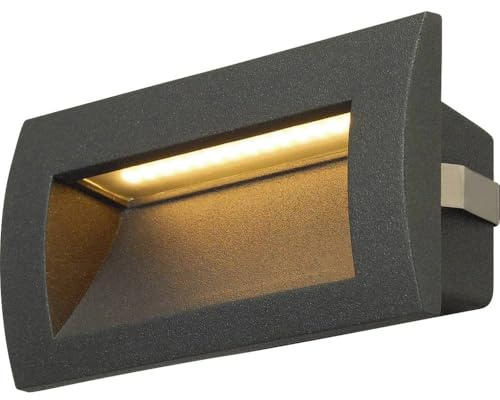 SLV DOWNUNDER OUT M | LED Wandeinbaustrahler, Einbauleuchte, Wandstrahler, Wandeinbauleuchte für Treppenhaus, Eingangsbereich, Indoor | LED Inside, 3000K, 85lm, anthrazit, 14 cm