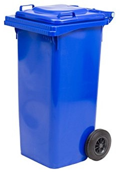 AAAAAA Cubo de Basura con Cuadros, 120 l, Azul con Ruedas