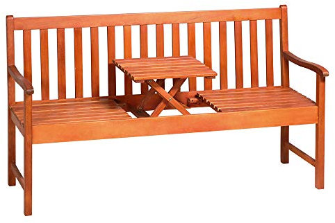 Casaria® Gartenbank Wetterfest Holz FSC®-Zertifiziert 480kg Belastbar 3-Sitzer Armlehne Rückenlehne 153x57cm Garten Balkon Holzbank Eukalyptus Braun