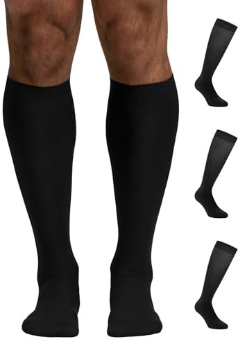 Pompea 3 Pairs Men's Socks in Soft Microfiber, Piquet Processing, Long Knee Socks, Elegant and Versatile