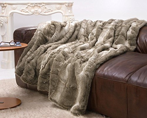 Wohnen & Accessoires GmbH & Co. KG Große Felldecke, Pelzplaid, Webpelzdecke Bär grau und beige Melange 170