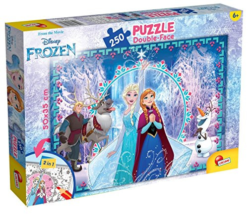 Lisciani – DISNEY – Die Eiskönigin – Puzzle für Kinder ab 7 Jahren – 250 Teile – 2-in-1-Puzzle mit doppelseitiger Vorder-/Rückseite und Rückseite zum Ausmalen – Fördert Motorik und Kreativität