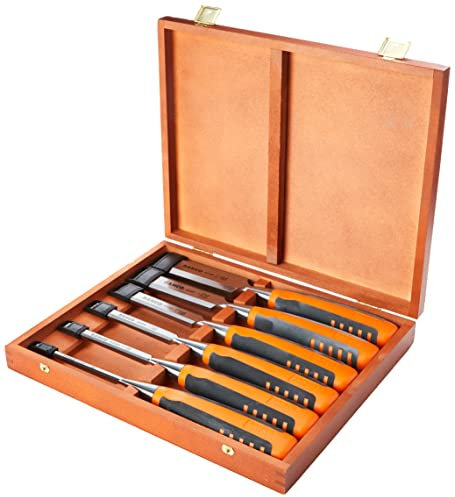 Bahco 424P-S6-EUR Meißel-Set in Holzbox, 6-teilig, mehrfarbig, 424P-S6-EUR