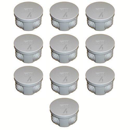 ESR Runde Abzweigdose, 65 mm x 35 mm, klein, mit Gummidichtungen und Schnappdeckel, IP44, wetterfest, für den Außenbereich, Gartenbeleuchtung, CCTV (10)