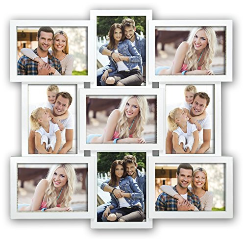 ZEP XB14W Santander Multipla per 9 Foto, in Resina, 13 x 18 cm, Colore: Bianco, vetro
