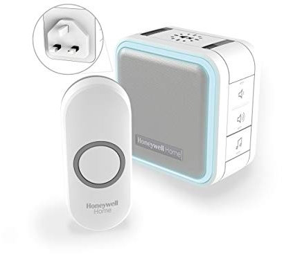 Honeywell Home DC515NBS Series 5 Compact Wireless Plug-In LED Doorbell Chime with Push Button (White)