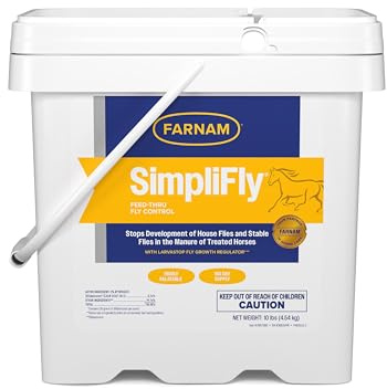 Farnam SimpliFly Feed Through Fly Control Daily Supplement for Horses, 10 lb, EPA Approved Palatable Pellets, Prevents Stable Flies in Manure and Break and Prevents the Fly Life Cycle, 160 Day Supply