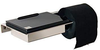Toilettenpapierhalter mit Feuchttücherbox – Edelstahl poliert & schwarzem Glas,Wandmontage, Moderne Kombination für Bad & WC, Bad Möbel, Made in Germany (Edelstahl Poliert Glas Schwarz)