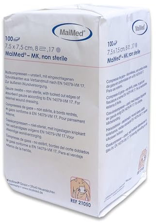 gauze compresses MaiMed 8-fold non-sterile in 4 Sizes - 7.5 x 7.5 cm