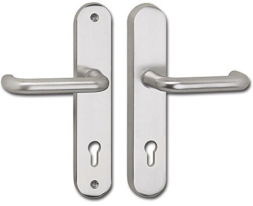 MARCHESI Drückergarnitur Garda - Türgriff U-Form mit Langschild PZ 88 - Feuerschutz Türbeschlag, Aluminium silber eloxiert