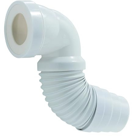 Wirquin 70718863 - Tubo WC angolato adattabile a quasi tutti i WC da appoggio con corpo estensibile da incollare, bianco
