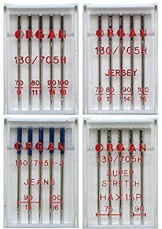 Organ Nähmaschinennadeln Standard, Jeans, Jersey, Super Stretch, Set Stärke