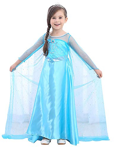 URAQT Kleid Prinzessin Kostüm Kinder Mädchen, Kleid Kinder Prinzessinenkleid für Weihnachten Verkleidung Karneval Party Halloween Größe,130CM
