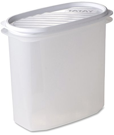 Tatay Tupper Hermético 2L Top Flex | Tapa a Presión | Recipientes Herméticos Para Alimentos | Apto Microondas, Lavavajillas, Nevera, Congelador | Plástico Libre de BPA | 18,4x9,7x17,8 cm, Blanco
