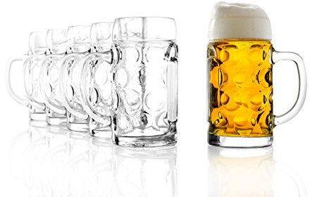 Stoelzle, boccale da birra tradizionale “Isar”, da 0,5 l, originale Oktoberfest, set da 6 pezzi, lavabile in lavastoviglie e di alta qualità