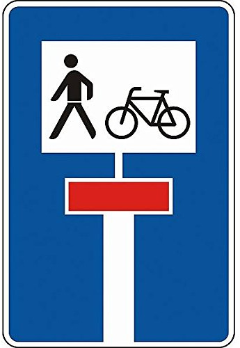 LEMAX® Verkehrszeichen - Sackgasse für Radverkehr und Fußgänger durchlässig, Zeichen 357-50 Alu 2 mm, RA1 weiß/blau/rot 420x630mm