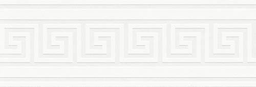 A.S. Création selbstklebende Bordüre - Folienbordüre mit schickem Muster in Weiß und Silber - auf 5,00 m x 0,13 m je Rolle