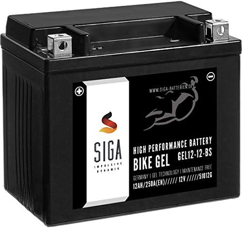 SIGA GEL Motorradbatterie 12V 12Ah 250A/EN GEL Batterie YTX12-BS GEL12-12-BS YTX12-4 GTX12-BS ETX-12-BS 51012