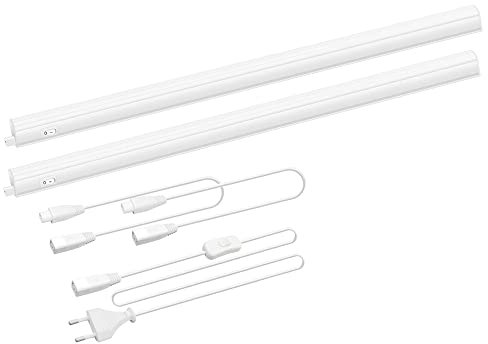 ENUOTEK Lamparas Barra de Regleta Tiras Tubos de LED 8W para Bajo Muebles Armario de Cocina 573MM Longitud Una Lampara Luz Neutra 4000K Lot de 2 Lamparas