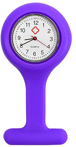 TRIXES Montre à Gousset d'infirmière Quartz en Silicone avec Broche Violet