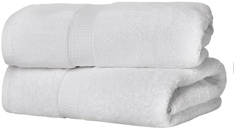 Superior - Set di Asciugamani in Cotone Egiziano 900 Grammi, 2 Pezzi, Bianco