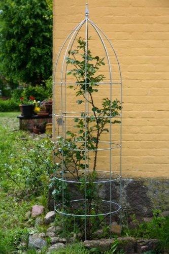 KUHEIGA Blumenhilfe Verzinkt Ø 30cm Höhe: 100cm Rankhilfe Rankgitter Obelisk