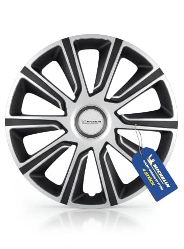 Michelin Radkappen MX-LBS 13 Zoll Universal Radzierblenden 4er Set Fürs Auto ABS Kunststoff | Schwarz/Silber