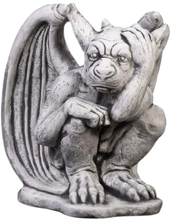 gartendekoparadies.de Gargoyle der Wächter, Steinfigur, H. 27 cm, 7 kg, Grau, frostsicher aus Steinguss für Außenbereich