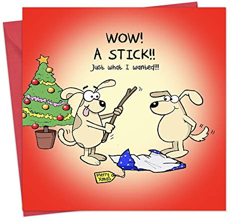 Twizler Weihnachtskarte mit Hund – Lustige Weihnachtskarte – Happy Christmas Karte – Weihnachtskarte – Lustige Weihnachtskarte – Weihnachtskarte für Damen – Weihnachtskarte für Herren