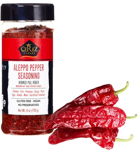 Cerez Pazari Aleppo Pepper Moderate Heat 150 gr | Crushed Turkish Red Chili Pepper-Aleppo Chili Flakes,Maras Chili Pepper | Halaby Pepper | Syrian Pepper | Middle Eastern Red Pepper
