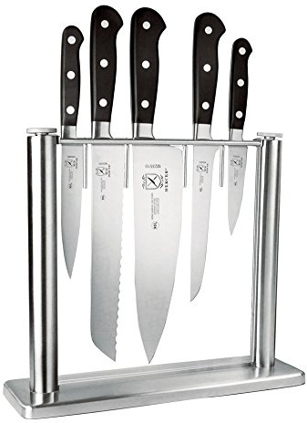 Mercer Culinary M23500 Renaissance 6-Piece Forged Knife Block Set, Tempered Glass Block
