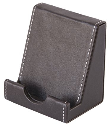 Osco Faux Leather Smartphone Cradle, Mobile Stand – Desk & Bedside Phone Holder, Sleek Organiser, H80 × W87 × D60 mm, Brown