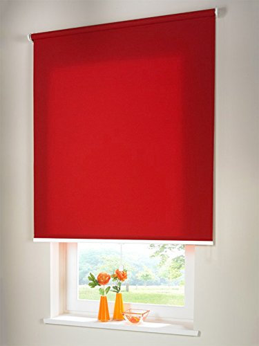 Hochwertiges Sichtschutzrollo Mittelzugrollo Springrollo Rollo Sichtschutz 190 x 140 cm / 190x140 cm weinrot // Sichtschutzrollo/Sichtschutz-Rollo/Fensterrollo