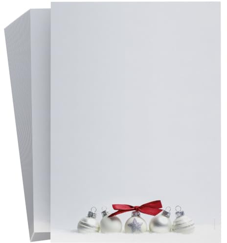 Weihnachtsbriefpapier | Pure Silver | 50 Blatt weihnachtliches Motivpapier DIN A4 | Briefpapier