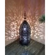 Orientalische Laterne aus Metall Schwarz Sliman 90cm groß | Marokkanische Gartenlaterne für draußen, Innen als Tischlaterne | Marokkanisches Gartenwindlicht Windlicht hängend oder zum hinstellen