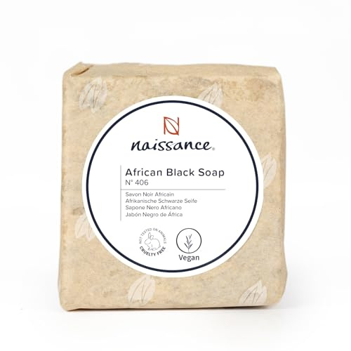 Naissance Auténtico Jabón Negro Hidratante de África (No. 406) - 100g - Hidratante, Exfoliante, Jabón Crudo - Tratamiento Natural Para Manchas de Acné
