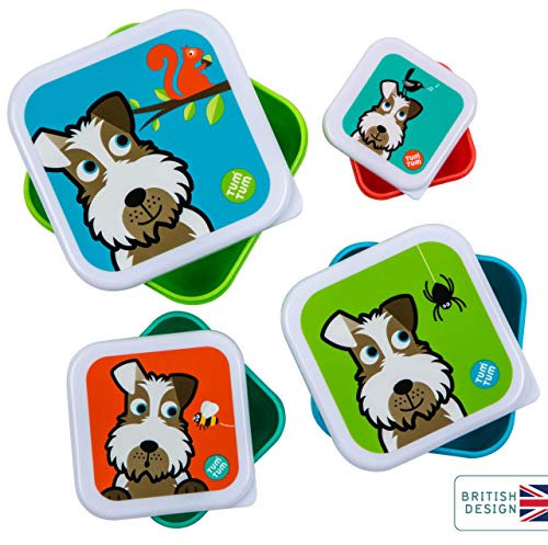 TUM TUM Set di Porta Merenda Bambini, Scatole Porta Merenda di Varie Dimensioni - Senza BPA - Scruff the Dog