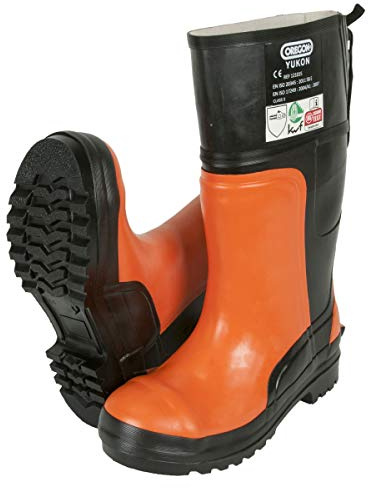 Oregon Yukon Kettensägen-Schnittschutz-Gummistiefel aus Naturkautschuk | mit Stahlkappen (Größe 39)