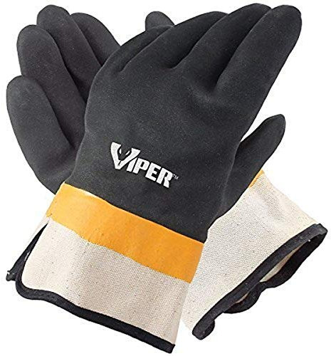 Galeton 12217 Viper Double Coated PVC Gloves, Safety Cuff, X-Large,Black (Pack of 12)