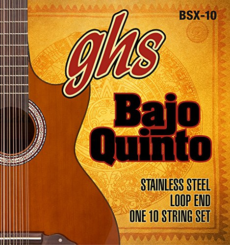 GHS Strings - Bajo Quinto Strings - Stainless Steel -Bright & Powerful Sound - Loop End - BSX-10 SET