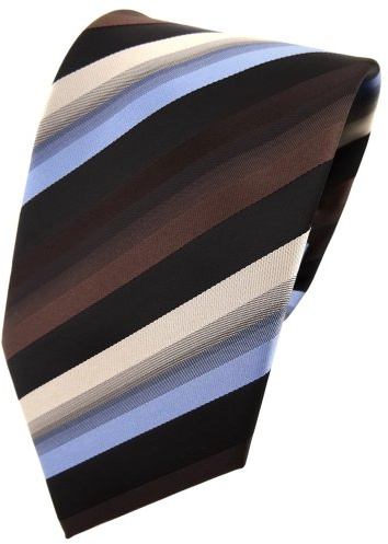 TigerTie Designer Krawatte in braun dunkelbraun blau beige schwarz gestreift