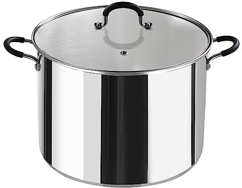 Cook N Home Stockpot Large pot Sauce Pot Induction Pot With Lid Professional Stainless Steel 20 Quart, with Stay-Cool Handles, silver