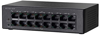 Cisco SF110D-16HP 16-port Switch (PoE, RJ45 Interface, Black, For Desktop Use), 240V, 2 Year Warranty