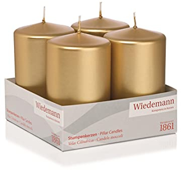 Wiedemann Flachkopfkerze 4er Kleintray lackiert 100/60mm (Gold)