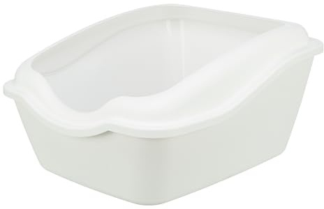 TRIXIE Katzentoilette Cleany Cat weiß, hoher Rand – 45 x 29 x 54 cm | Rutschfestes Katzenklo mit Easy Click-Verschlüssen & Gummifüßen – stabiler Stand, leicht zu reinigen