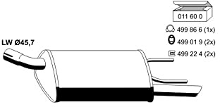 Auspuff Endschalldämpfer Auspuffanlage Endtopf original ERNST (011006) 730mm