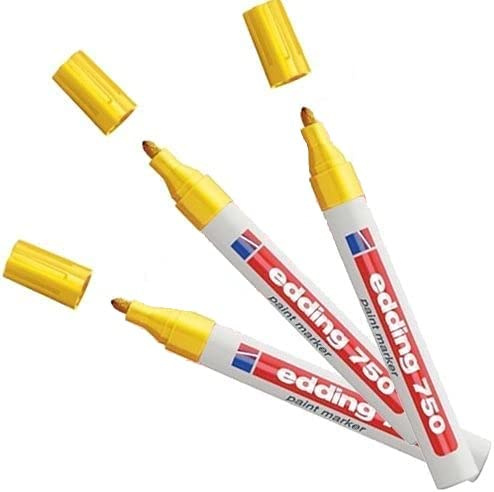 EDDING 750 Lackmarker 3er Sparpaket | 9 Farben & Sortierte zur Auswahl! (3er Set, gelb)
